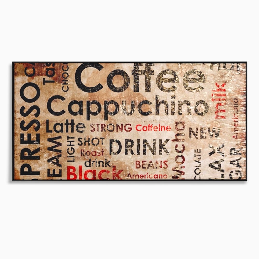 Tablou canvas cu tablou canvas tipografie cafea, in rama de aluminiu negru